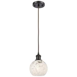 Ballston 6"W Oil Rubbed Bronze Corded Mini Pendant w/ White Mouchette