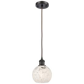 Ballston 6"W Oil Rubbed Bronze Corded Mini Pendant w/ White Mouchette Ballston 6"W Oil Rubbed Bronze Corded Mini Pendant w/ White Mouchette