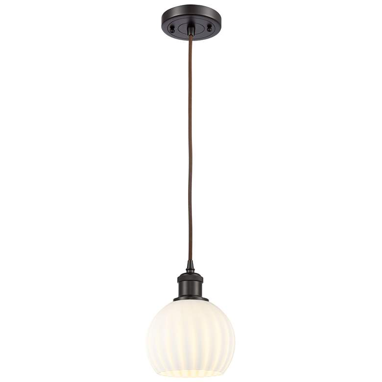 Image 1 Ballston 6"W Oil Rubbed Bronze Corded Mini Pendant w/ White Venetian S