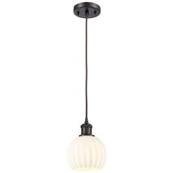 Ballston 6"W Oil Rubbed Bronze Corded Mini Pendant w/ White Venetian S