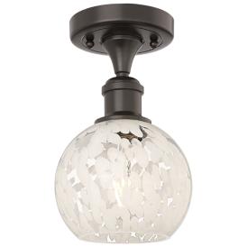 Ballston 6"W Oil Rubbed Bronze Semi-Flush Mount w/ White Mouchette Sha Ballston 6"W Oil Rubbed Bronze Semi-Flush Mount w/ White Mouchette Sha