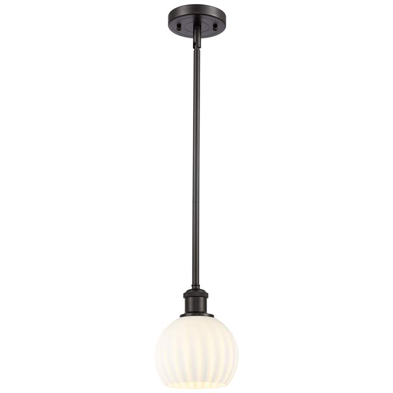 Image 1 Ballston 6"W Oil Rubbed Bronze Stemmed Mini Pendant w/ White Venetian