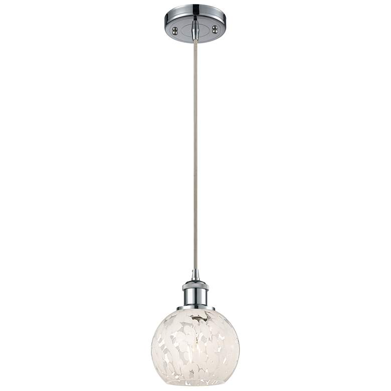 Image 1 Ballston 6"W Polished Chrome Corded Mini Pendant w/ White Mouchette Sh
