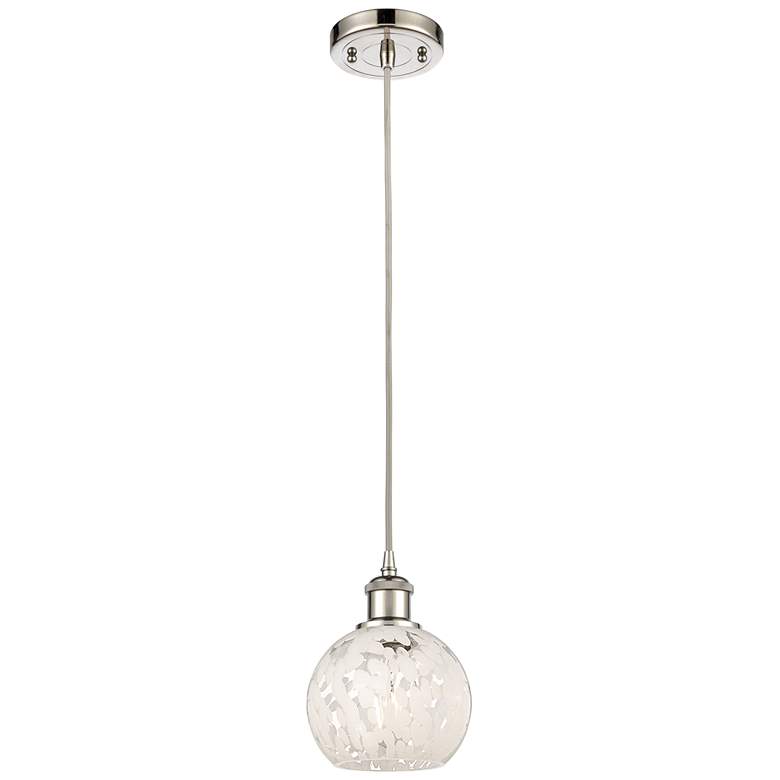 Image 1 Ballston 6"W Polished Nickel Corded Mini Pendant w/ White Mouchette Sh