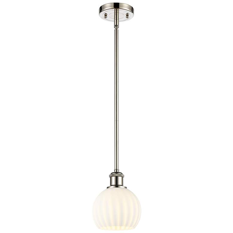 Image 1 Ballston 6"W Polished Nickel Stemmed Mini Pendant w/ White Venetian Sh