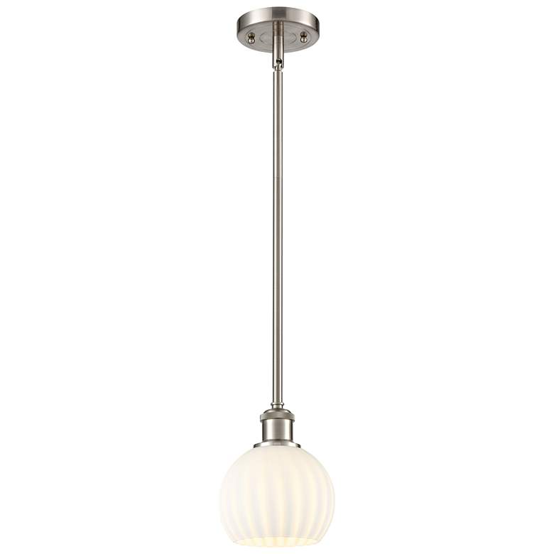 Image 1 Ballston 6"W Satin Nickel Stemmed Mini Pendant w/ White Venetian Shade