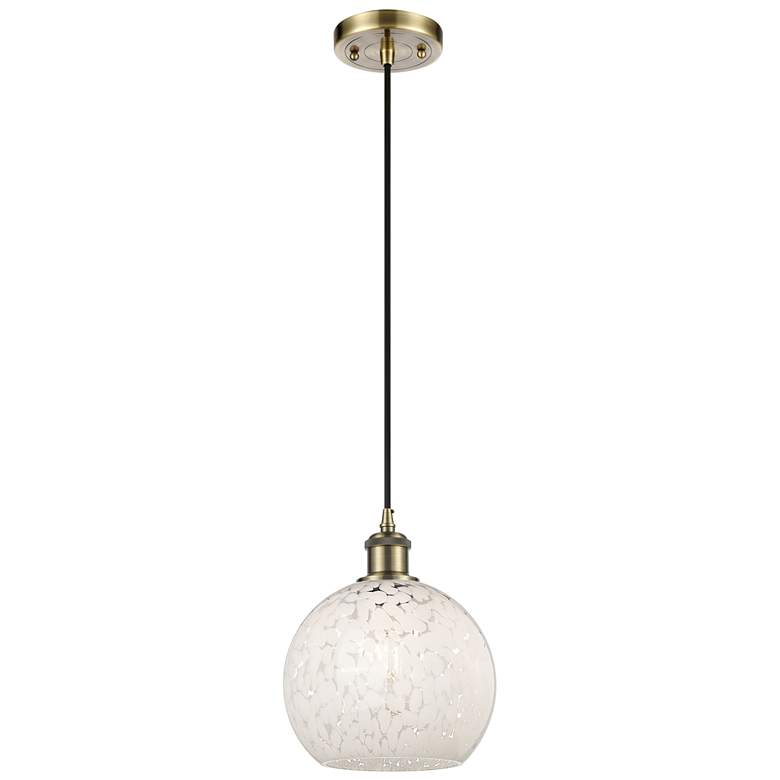 Image 1 Ballston 8" Wide Antique Brass Corded Mini Pendant w/ White Mouchette