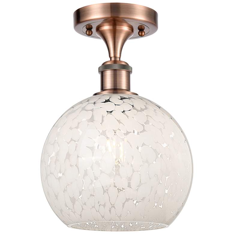 Image 1 Ballston 8" Wide Antique Copper Semi-Flush Mount With White Mouchette