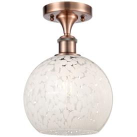 Ballston 8" Wide Antique Copper Semi-Flush Mount With White Mouchette Ballston 8" Wide Antique Copper Semi-Flush Mount With White Mouchette