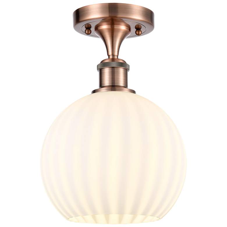 Image 1 Ballston 8" Wide Antique Copper Semi-Flush Mount With White Venetian S