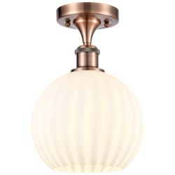 Ballston 8" Wide Antique Copper Semi-Flush Mount With White Venetian S