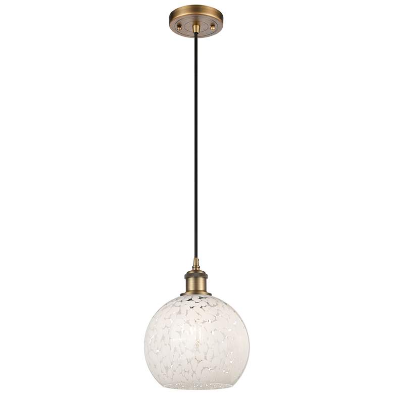 Image 1 Ballston 8" Wide Brushed Brass Corded Mini Pendant w/ White Mouchette