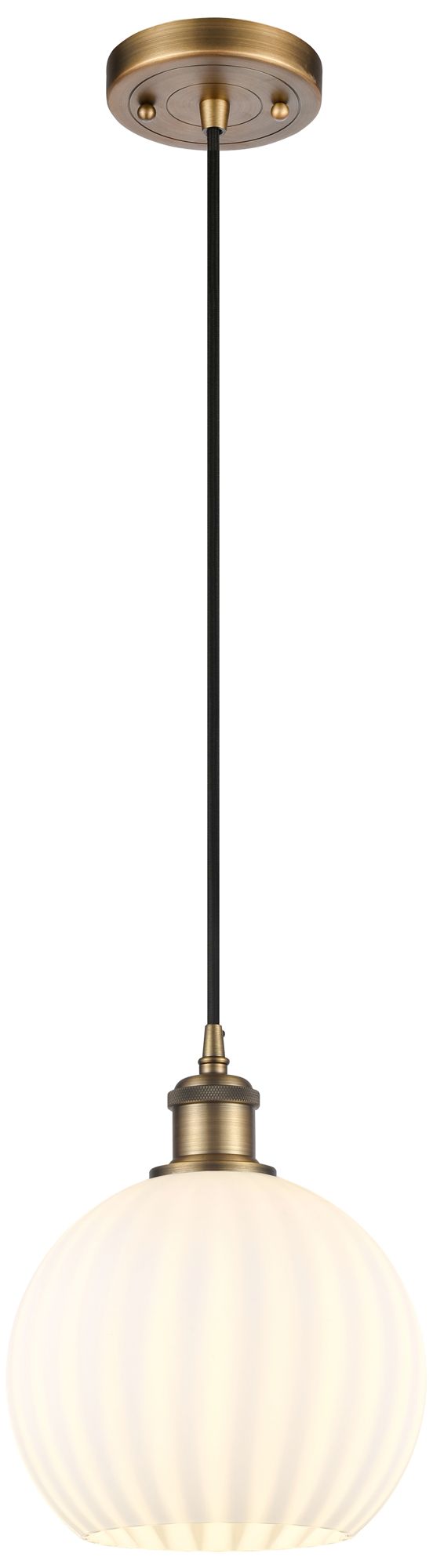 Ballston 8" Wide Brushed Brass Corded Mini Pendant w/ White Venetian S