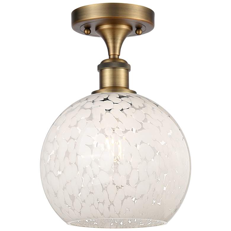 Image 1 Ballston 8" Wide Brushed Brass Semi-Flush Mount With White Mouchette S
