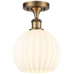 Ballston 8" Wide Brushed Brass Semi-Flush Mount With White Venetian Sh