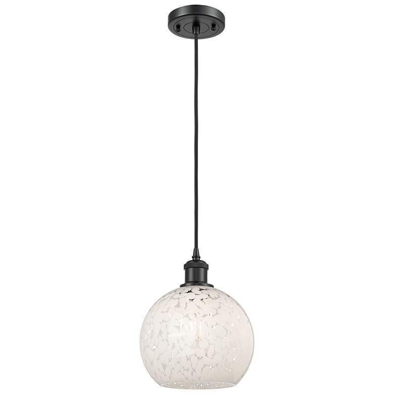 Image 1 Ballston 8" Wide Matte Black Corded Mini Pendant w/ White Mouchette Sh
