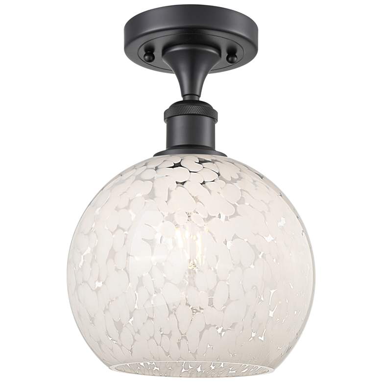 Image 1 Ballston 8" Wide Matte Black Semi-Flush Mount With White Mouchette Sha