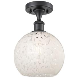 Ballston 8" Wide Matte Black Semi-Flush Mount With White Mouchette Sha Ballston 8" Wide Matte Black Semi-Flush Mount With White Mouchette Sha