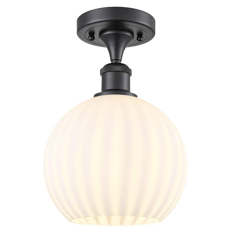 Image 1 Ballston 8" Wide Matte Black Semi-Flush Mount With White Venetian Shad