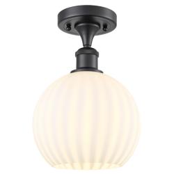 Ballston 8" Wide Matte Black Semi-Flush Mount With White Venetian Shad
