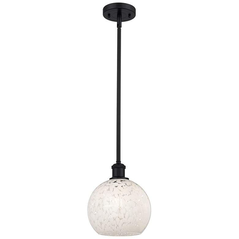 Image 1 Ballston 8" Wide Matte Black Stemmed Mini Pendant w/ White Mouchette S