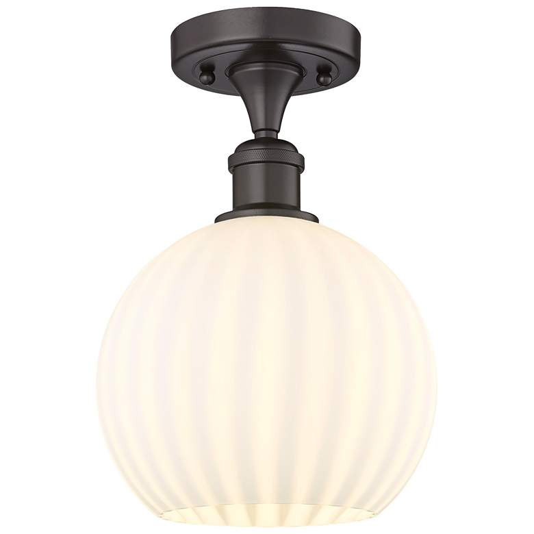 Image 1 Ballston 8" Wide Oil Rubbed Bronze Semi-Flush Mount w/ White Venetian