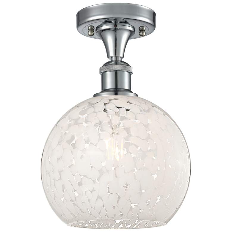 Image 1 Ballston 8" Wide Polished Chrome Semi-Flush Mount w/ White Mouchette S