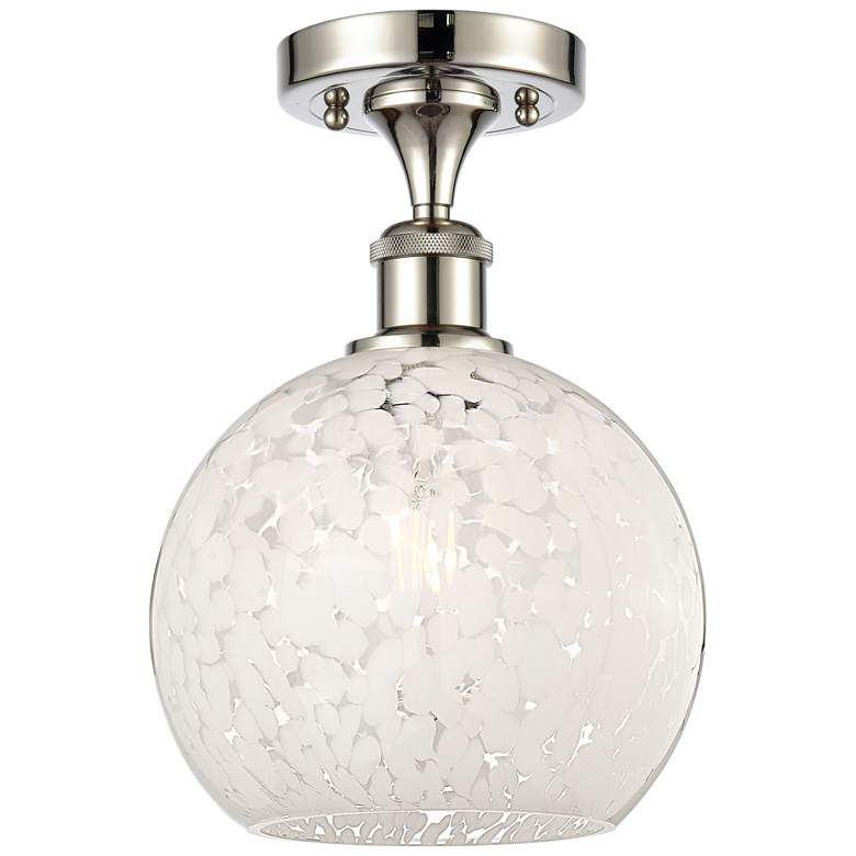 Image 1 Ballston 8" Wide Polished Nickel Semi-Flush Mount w/ White Mouchette S