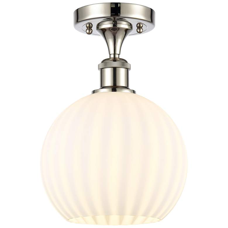 Image 1 Ballston 8" Wide Polished Nickel Semi-Flush Mount With White Venetian