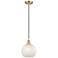 Ballston 8" Wide Satin Gold Cord Hung Mini Pendant w/ White Mouchette