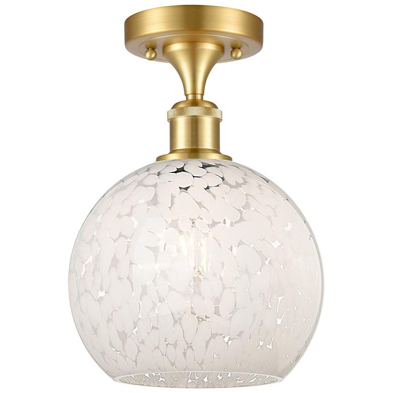 Image 1 Ballston 8" Wide Satin Gold Semi-Flush Mount With White Mouchette Shad