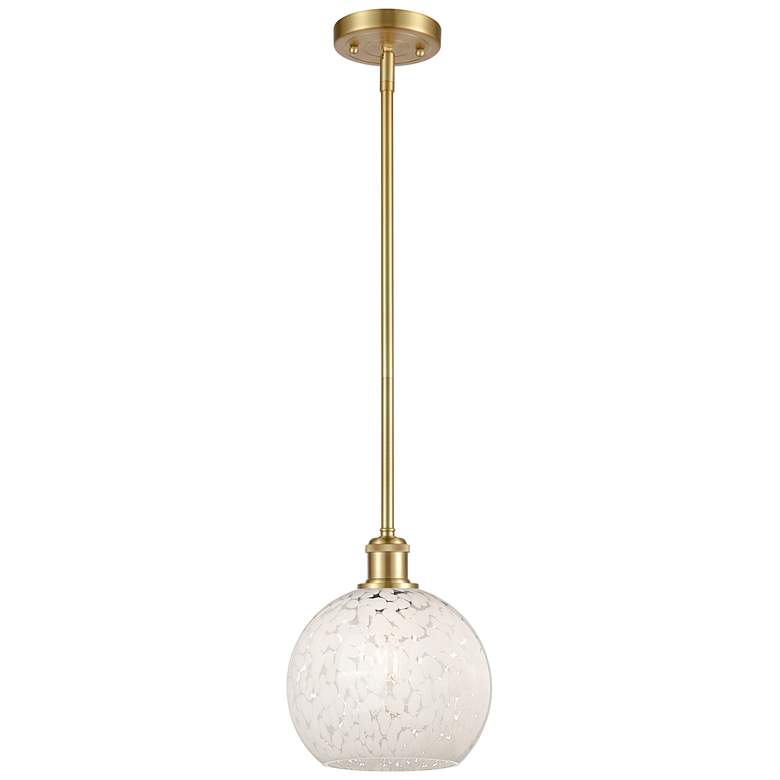 Image 1 Ballston 8" Wide Satin Gold Stem Hung Mini Pendant w/ White Mouchette