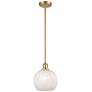 Ballston 8" Wide Satin Gold Stem Hung Mini Pendant w/ White Mouchette