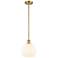 Ballston 8" Wide Satin Gold Stem Hung Mini Pendant w/ White Venetian S