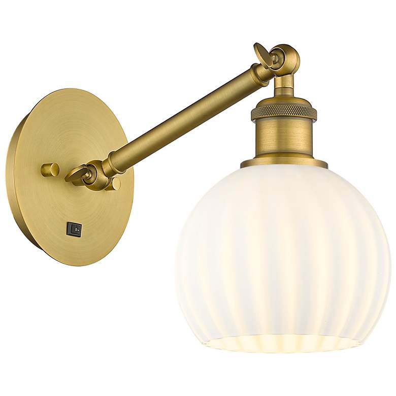 Image 1 Ballston 8"H Brushed Brass Up and Down Adjustable Sconce w/ Venetian S