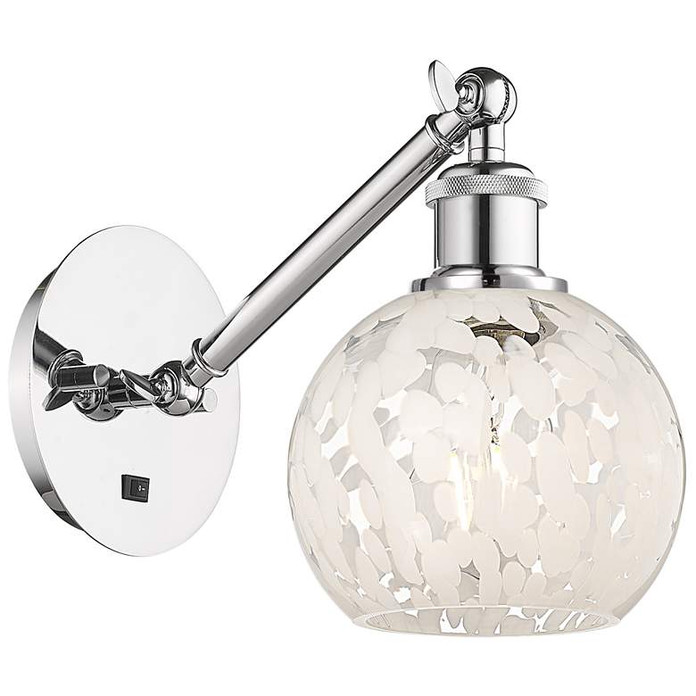 Image 1 Ballston 8"H Chrome Arm Adjusts Up and Down Sconce w/ White Mouchette