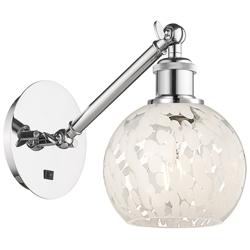 Ballston 8"H Chrome Arm Adjusts Up and Down Sconce w/ White Mouchette