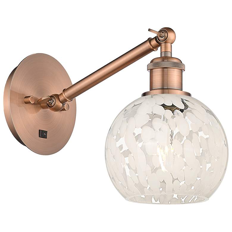 Image 1 Ballston 8"H Copper Arm Adjusts Up and Down Sconce w/ White Mouchette