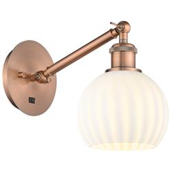 Ballston 8"H Copper Arm Adjusts Up and Down Sconce w/ White Venetian S