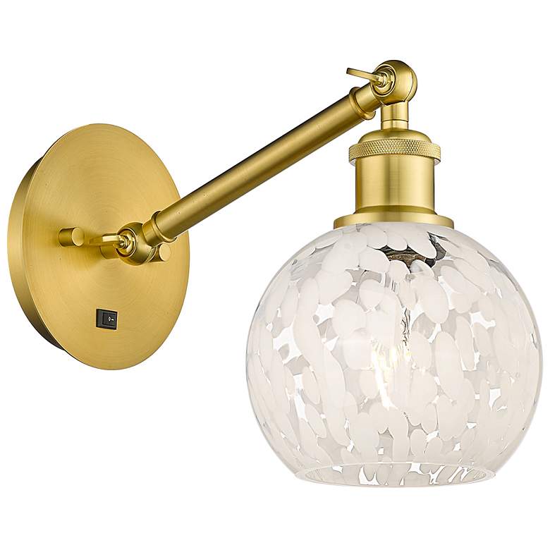 Image 1 Ballston 8"H Gold Vertically Adjustable Sconce w/ White Mouchette Shad