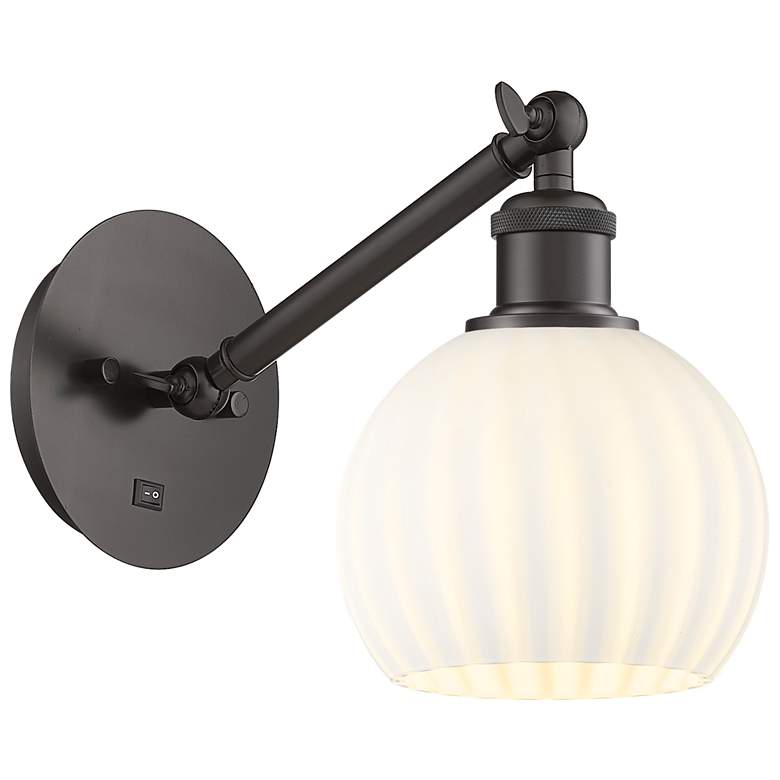 Image 1 Ballston 8"H Oiled Bronze Vertically Adjustable Sconce w/ Venetian Sha