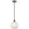 Ballston 8"W Antique Copper Corded Mini Pendant w/ White Mouchette Sha
