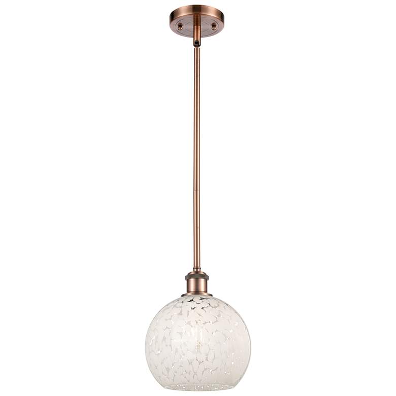 Image 1 Ballston 8"W Antique Copper Stemmed Mini Pendant w/ White Mouchette Sh