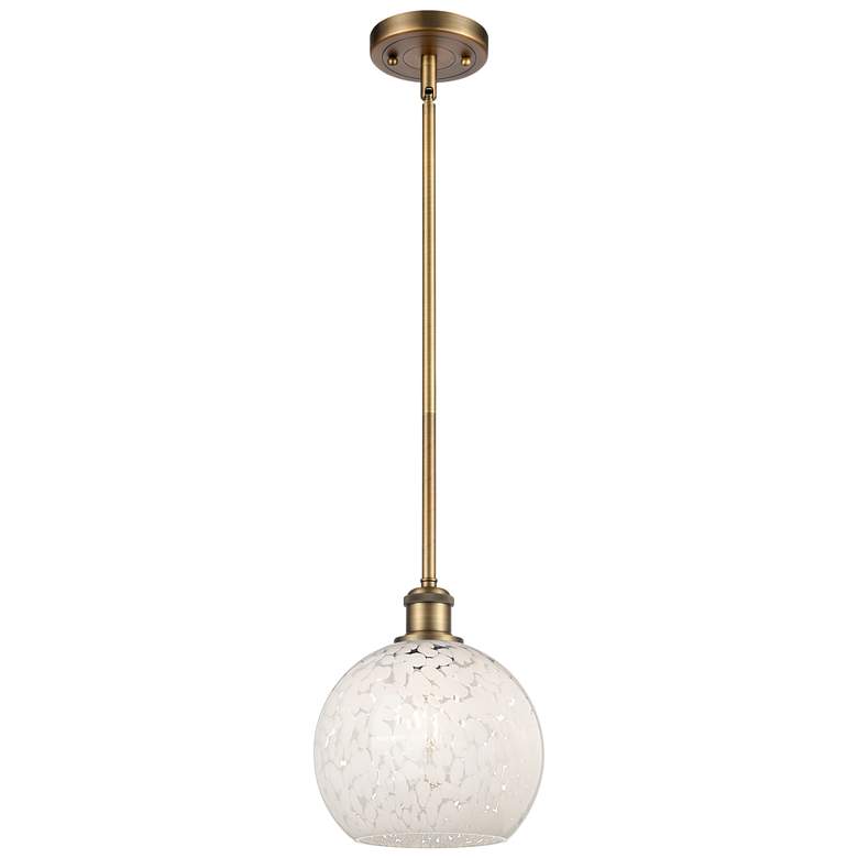 Image 1 Ballston 8"W Brushed Brass Stemmed Mini Pendant w/ White Mouchette Sha