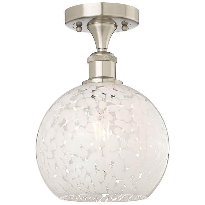 Image 1 Ballston 8"W Brushed Satin Nickel Semi-Flush Mount w/ White Mouchette