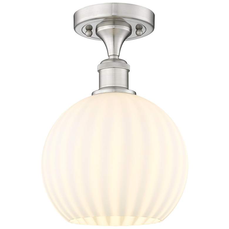 Image 1 Ballston 8"W Brushed Satin Nickel Semi-Flush Mount w/ White Venetian S