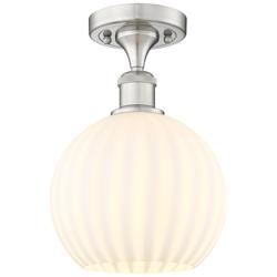 Ballston 8"W Brushed Satin Nickel Semi-Flush Mount w/ White Venetian S