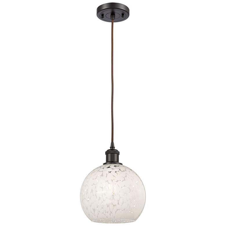 Image 1 Ballston 8"W Oil Rubbed Bronze Corded Mini Pendant w/ White Mouchette