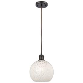 Ballston 8"W Oil Rubbed Bronze Corded Mini Pendant w/ White Mouchette Ballston 8"W Oil Rubbed Bronze Corded Mini Pendant w/ White Mouchette