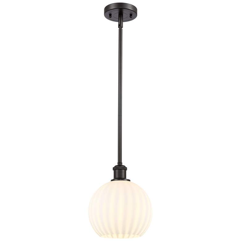 Image 1 Ballston 8"W Oil Rubbed Bronze Stemmed Mini Pendant w/ White Venetian